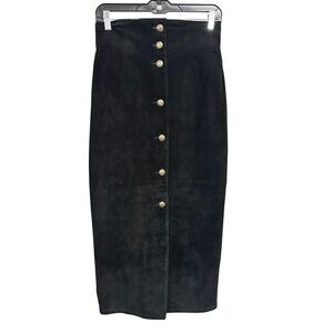 VTG Phoenix USA Frontier Collection Suede Skirt Button Front Pencil SZ 5/6